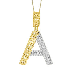 MEN'S CHARM PENDANT 0.25CT ROUND/BAGUETTE DIAMOND 10K YELLOW GOLD