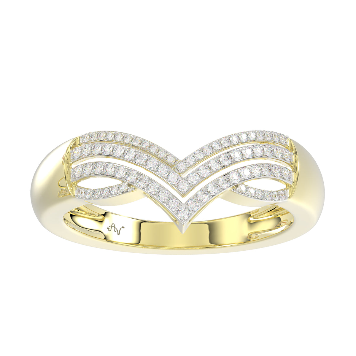 LADIES  WRAP RING  0.20CT ROUND DIAMOND 14K YELLOW GOLD