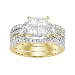 LADIES BRIDAL SET 2.00CT ROUND DIAMOND 10K YELLOW GOLD