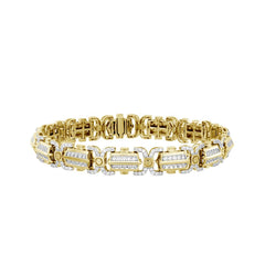 MEN'S BRACELET 2.50CT ROUND DIAMOND 10K YELLOW GOLD