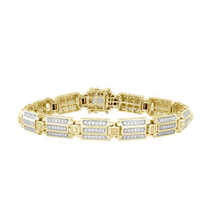 MEN'S BRACELET 2.50CT ROUND DIAMOND 10K YELLOW GOLD