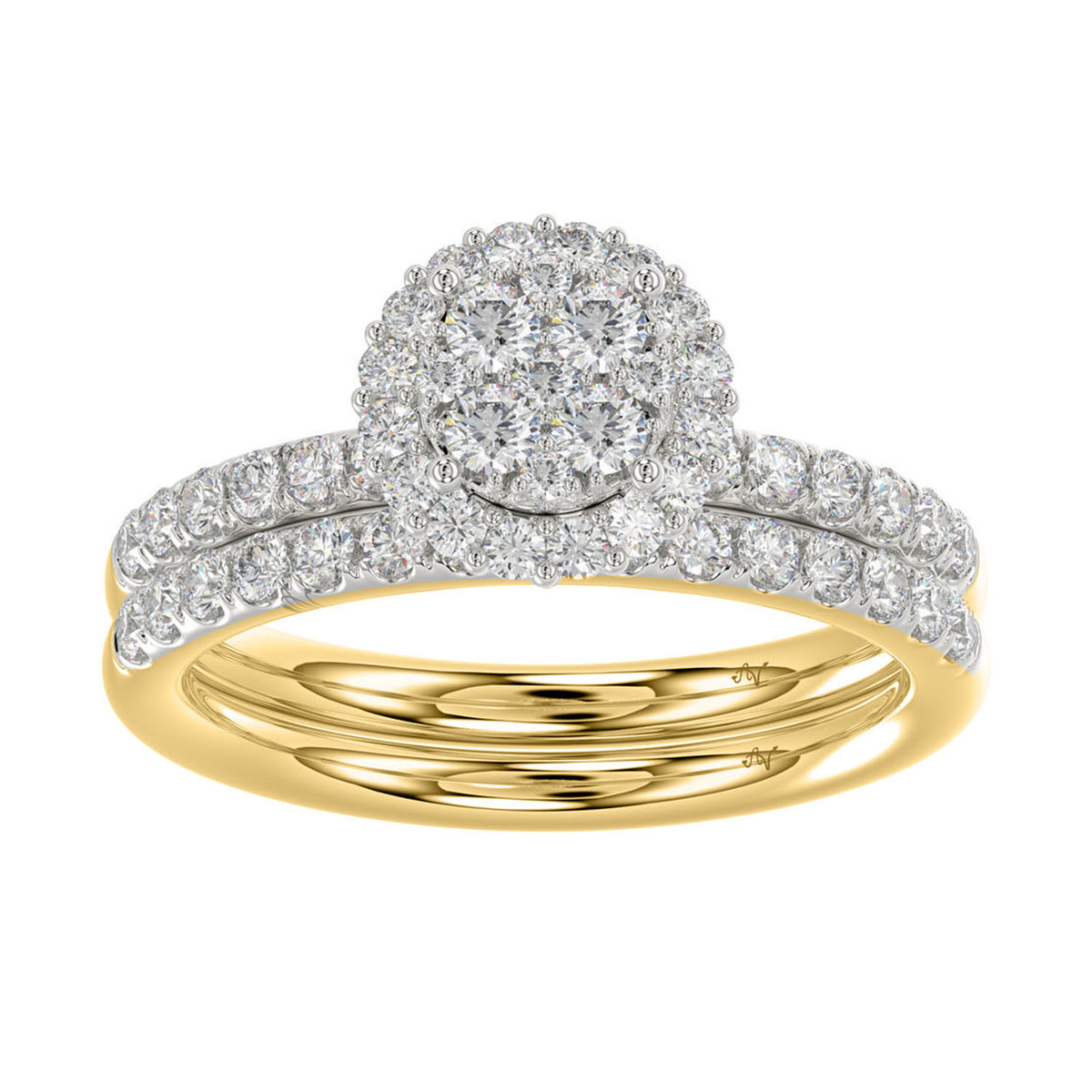 LADIES BRIDAL SET 1.00CT ROUND DIAMOND 14K YELLOW GOLD