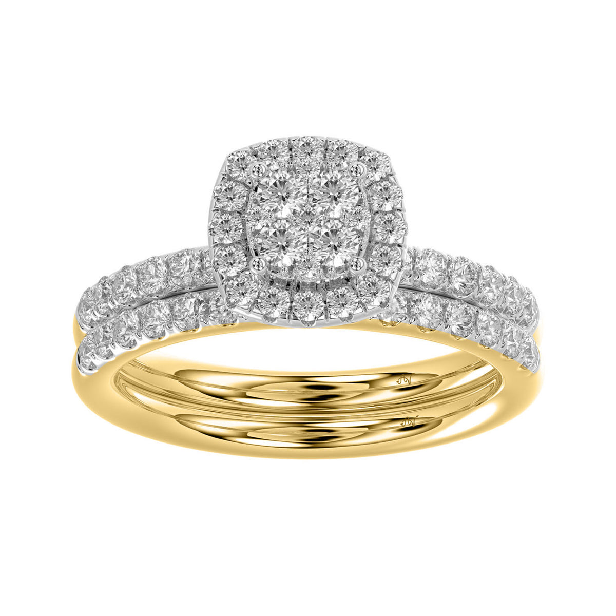 LADIES BRIDAL SET 1.00CT ROUND DIAMOND 14K YELLOW GOLD