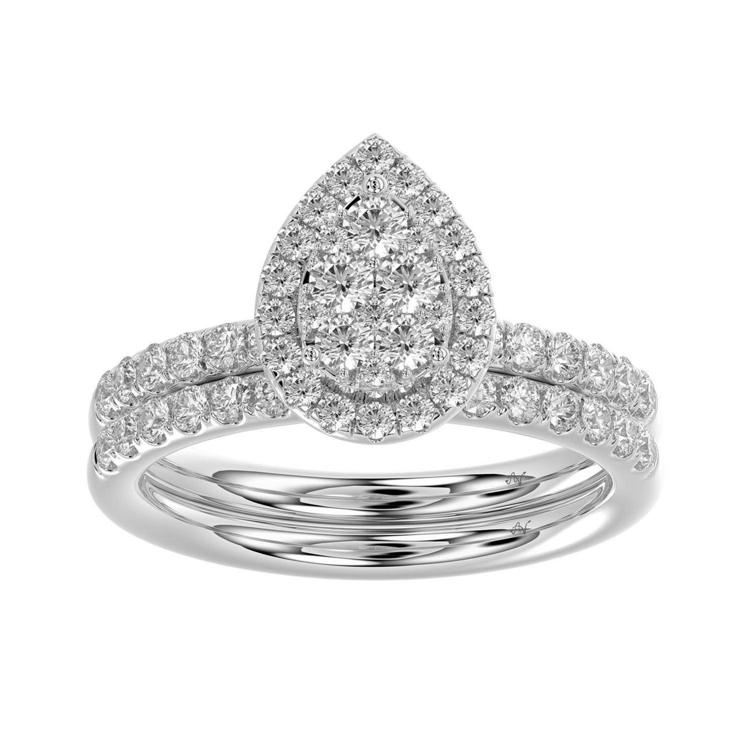 LADIES BRIDAL SET 1.00CT ROUND DIAMOND 14K WHITE GOLD