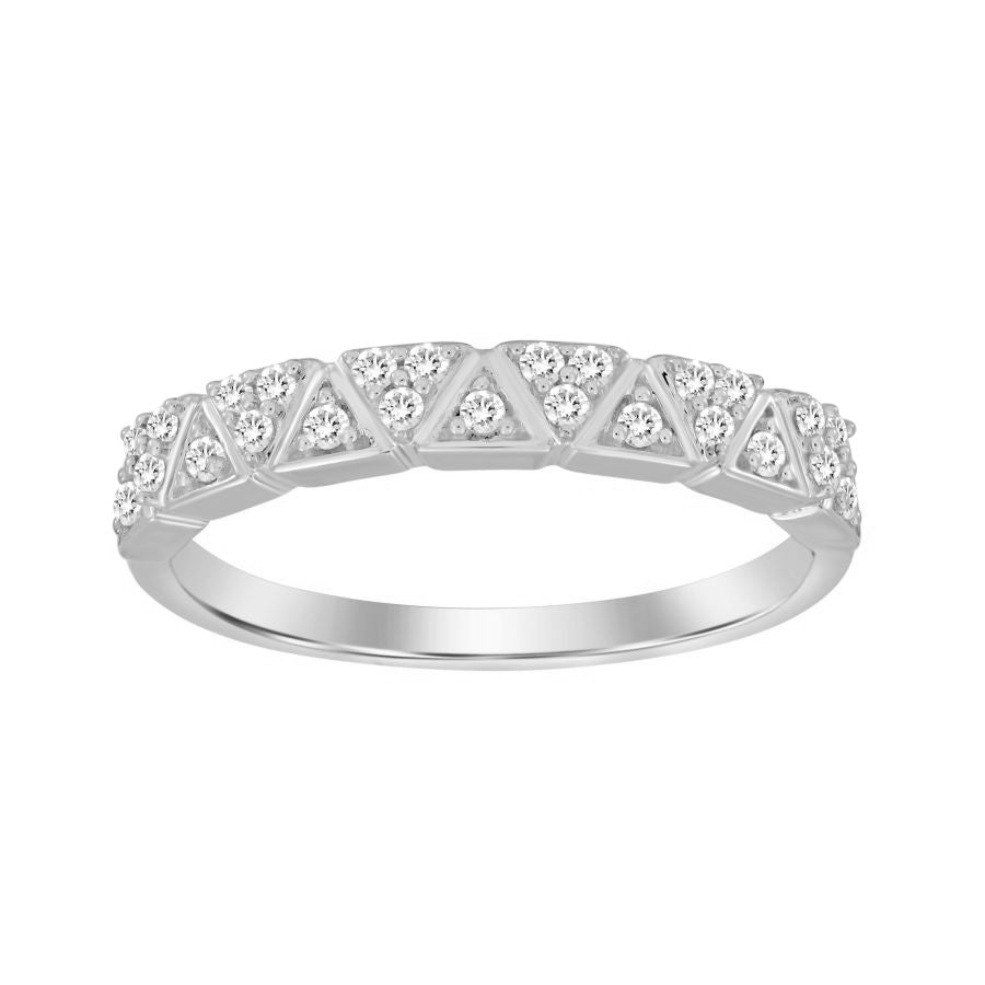 LADIES  BAND 0.15CT ROUND DIAMOND 14K WHITE GOLD