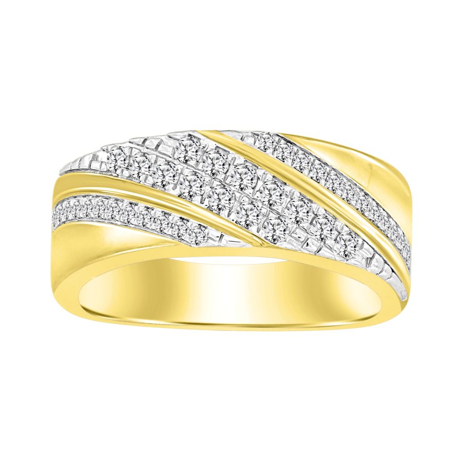 MEN'S BAND 0.50CT ROUND DIAMOND 14K YELLOW GOLD