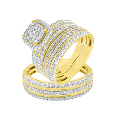 LADIES TRIO SET 1.50CT ROUND DIAMOND 10K YELLOW GOLD