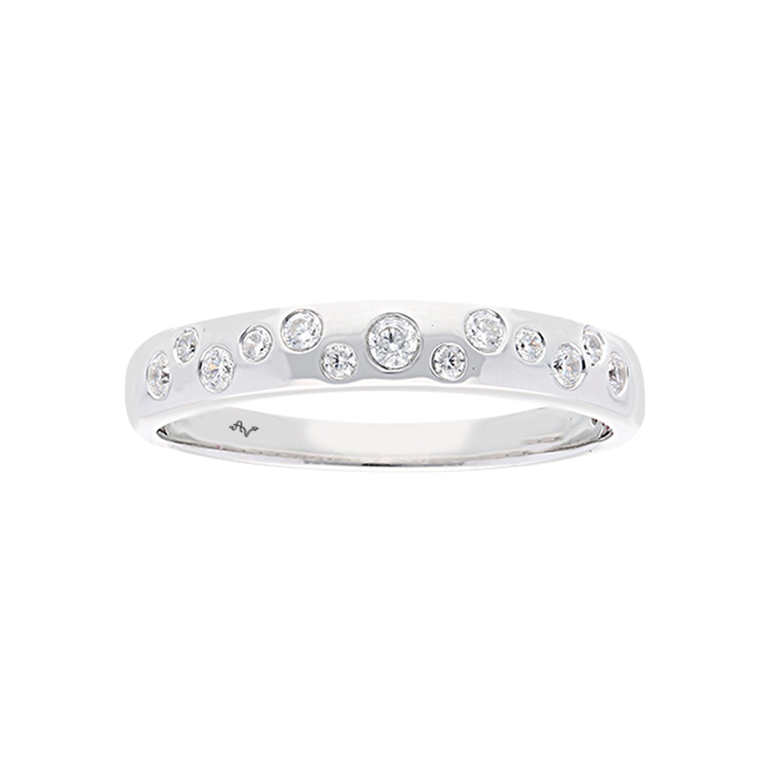 LADIES BAND 0.15CT ROUND DIAMOND 14K WHITE GOLD