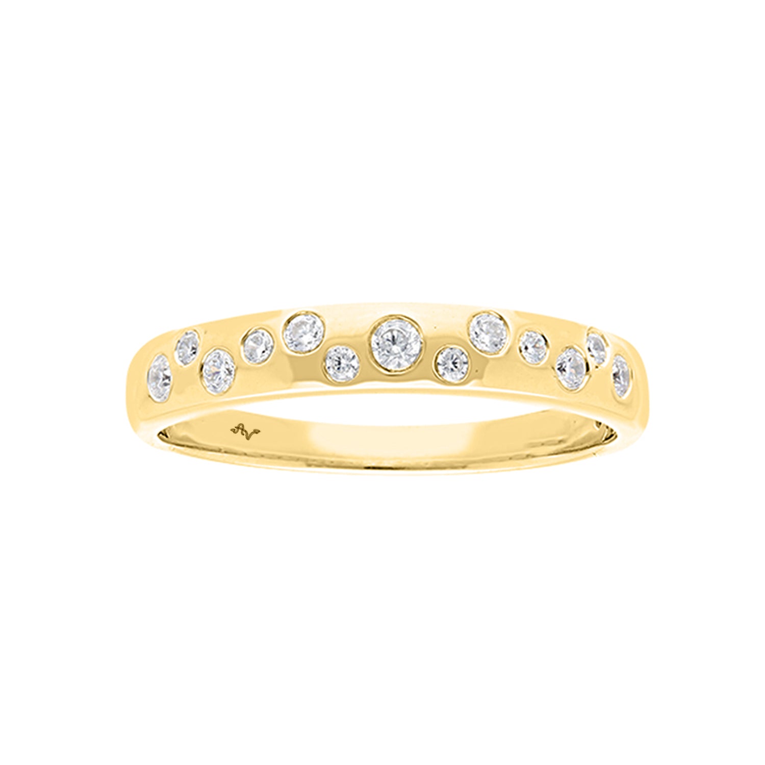 LADIES BAND 0.15CT ROUND DIAMOND 14K YELLOW GOLD