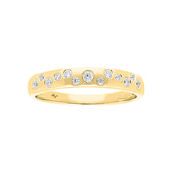 LADIES BAND 0.15CT ROUND DIAMOND 14K YELLOW GOLD