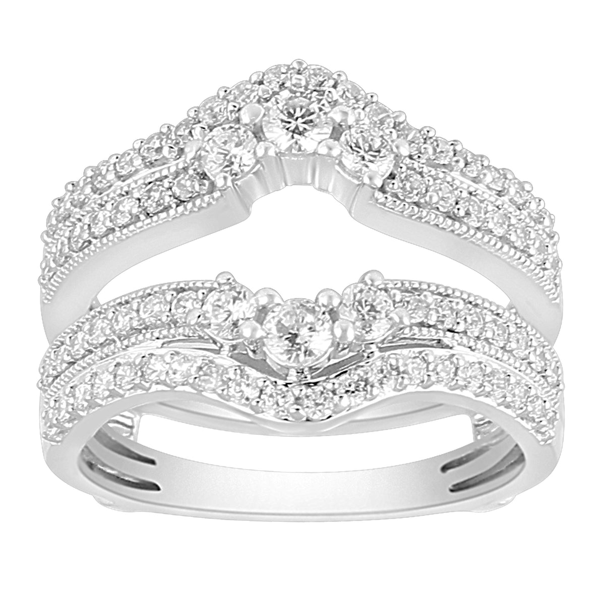 LADIES  WRAP RING  1.00CT ROUND DIAMOND 14K WHITE GOLD