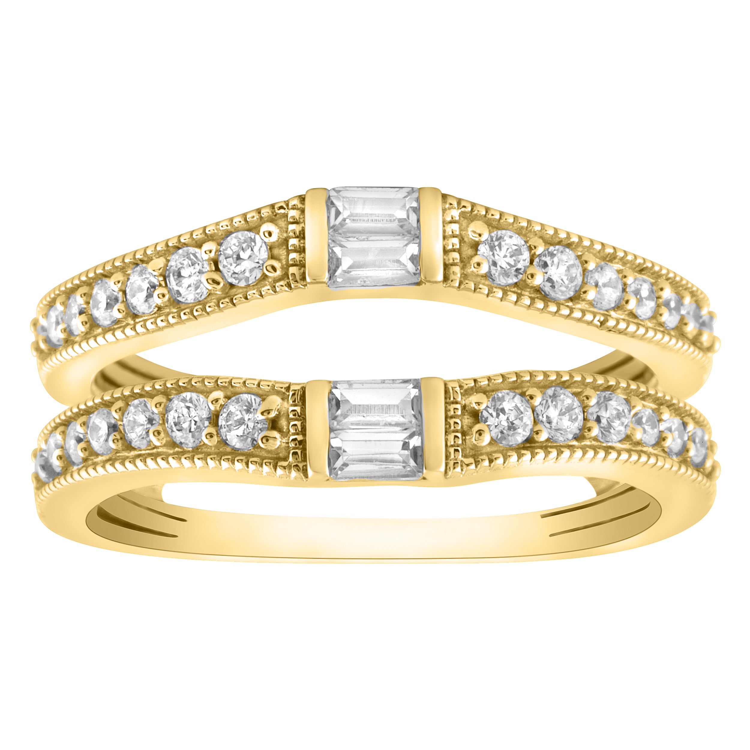 LADIES  WRAP RING  0.50CT ROUND/BAGUETTE DIAMOND 14K YELLOW GOLD