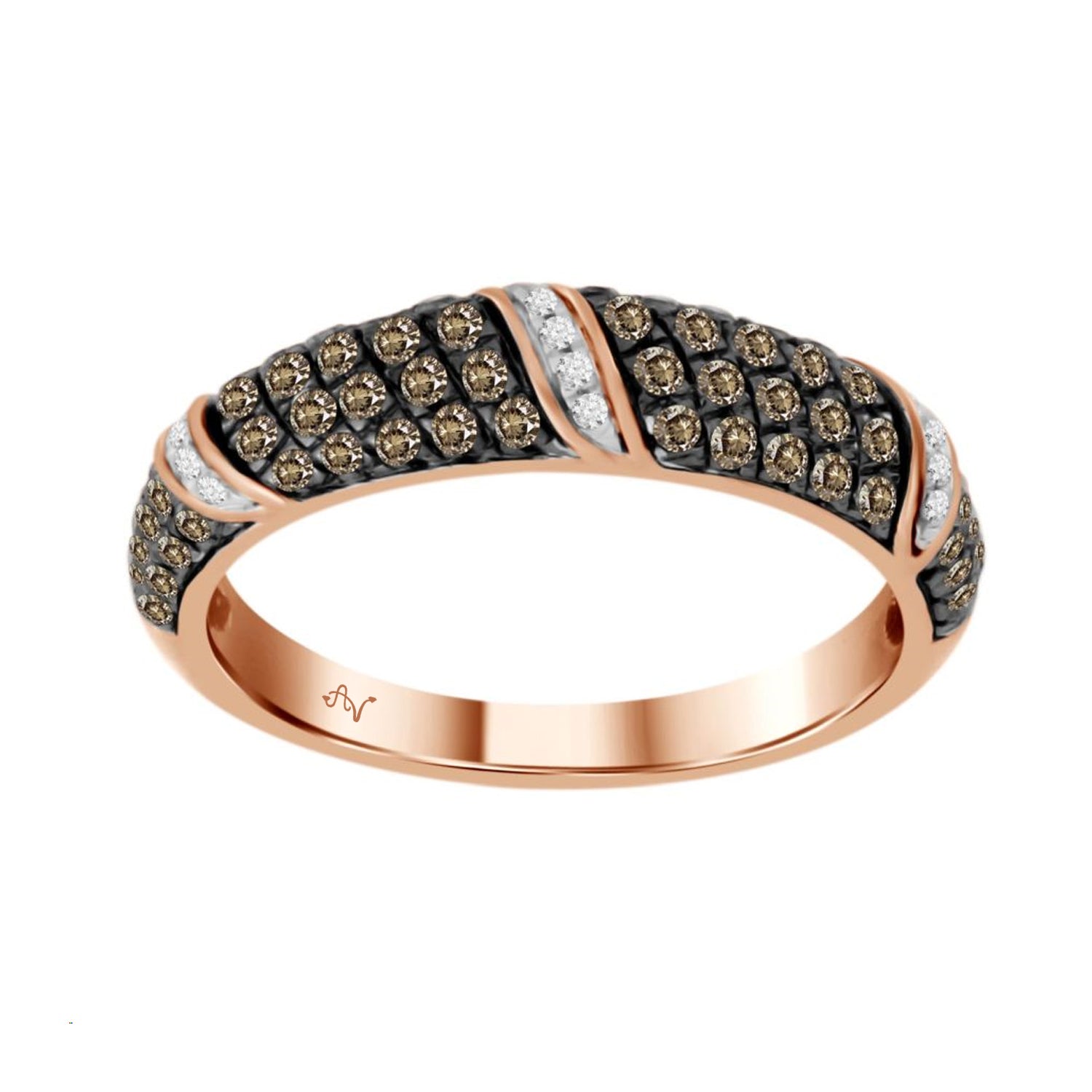 LADIES BAND 0.50CT DARK BROWN/ROUND DIAMOND 14K ROSE GOLD