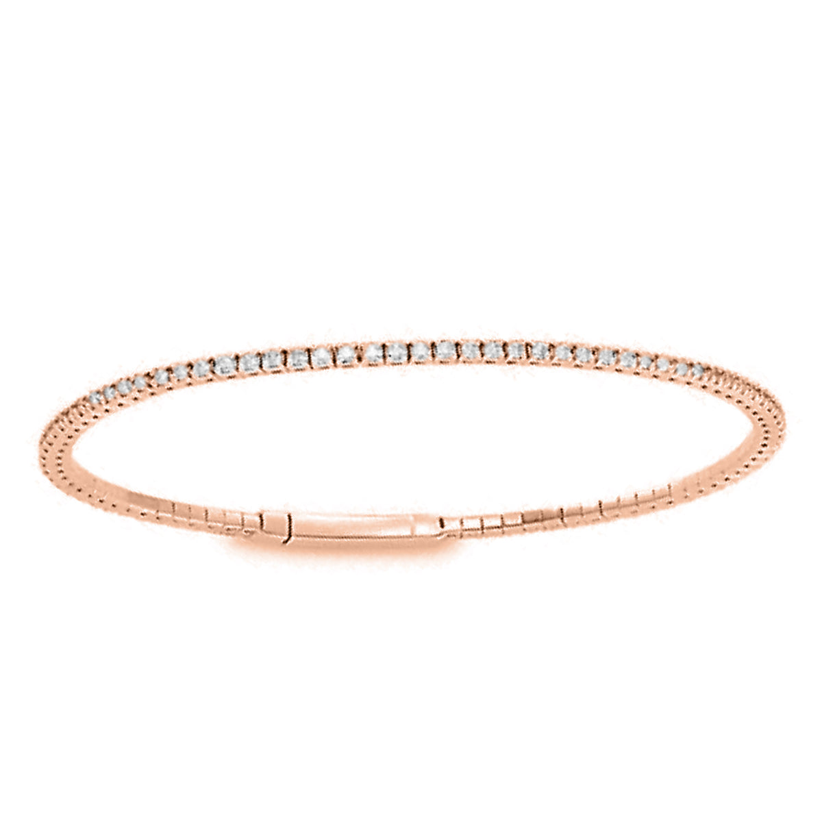 LADIES TENNIS FLEXIBLE BANGLE 0.75CT ROUND DIAMOND 14K ROSE GOLD