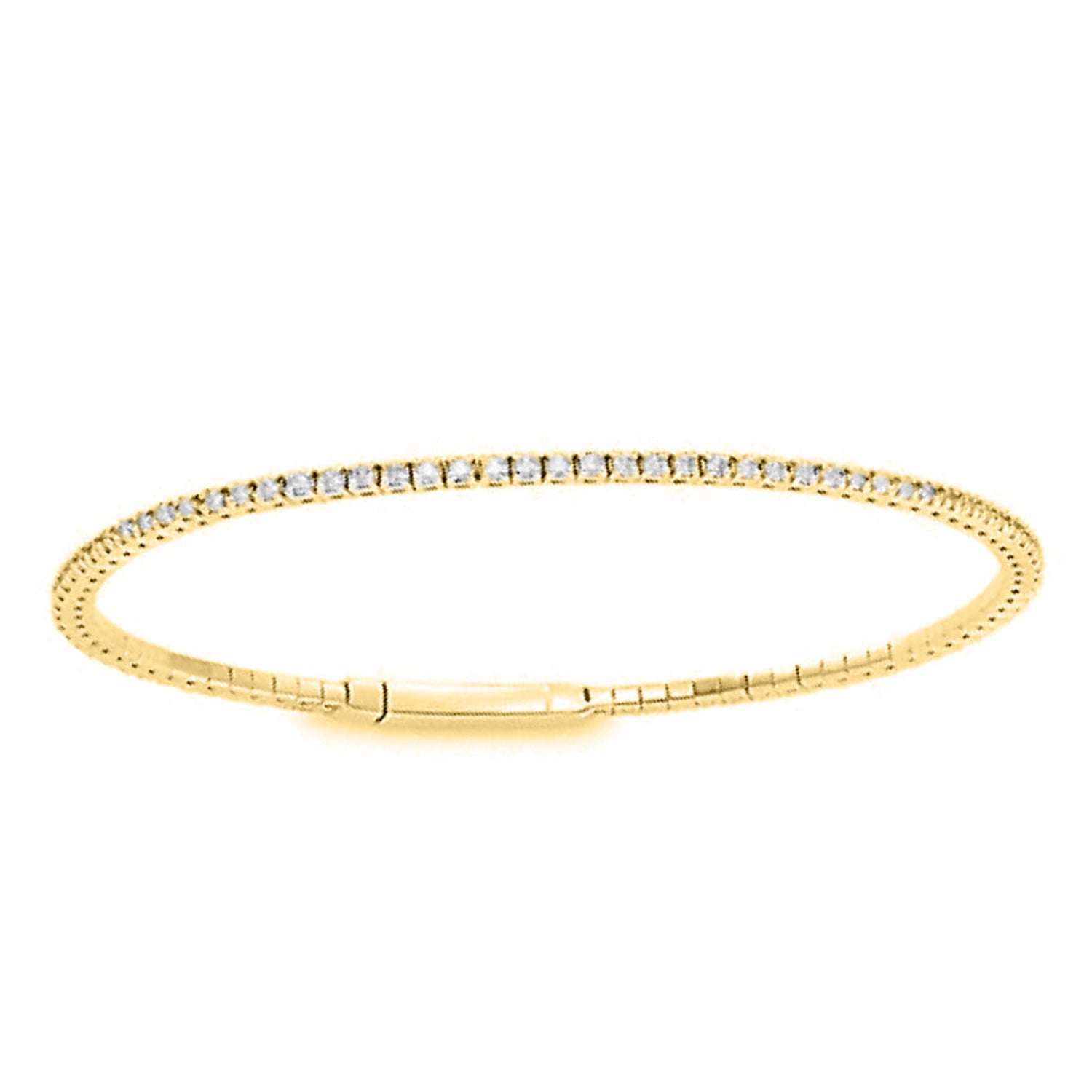 LADIES TENNIS FLEXIBLE BANGLE 0.75CT ROUND DIAMOND 14K YELLOW GOLD