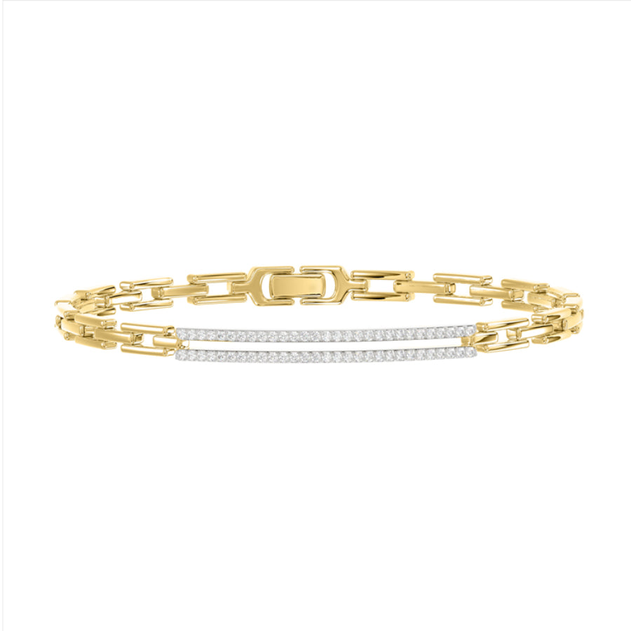 LADIES BRACELET 0.25CT ROUND DIAMOND 14K YELLOW GOLD