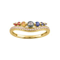 LADIES RING 0.70CT Round Diamond 14K YELLOW GOLD (COLOUR STONE MIX-0.57CT)