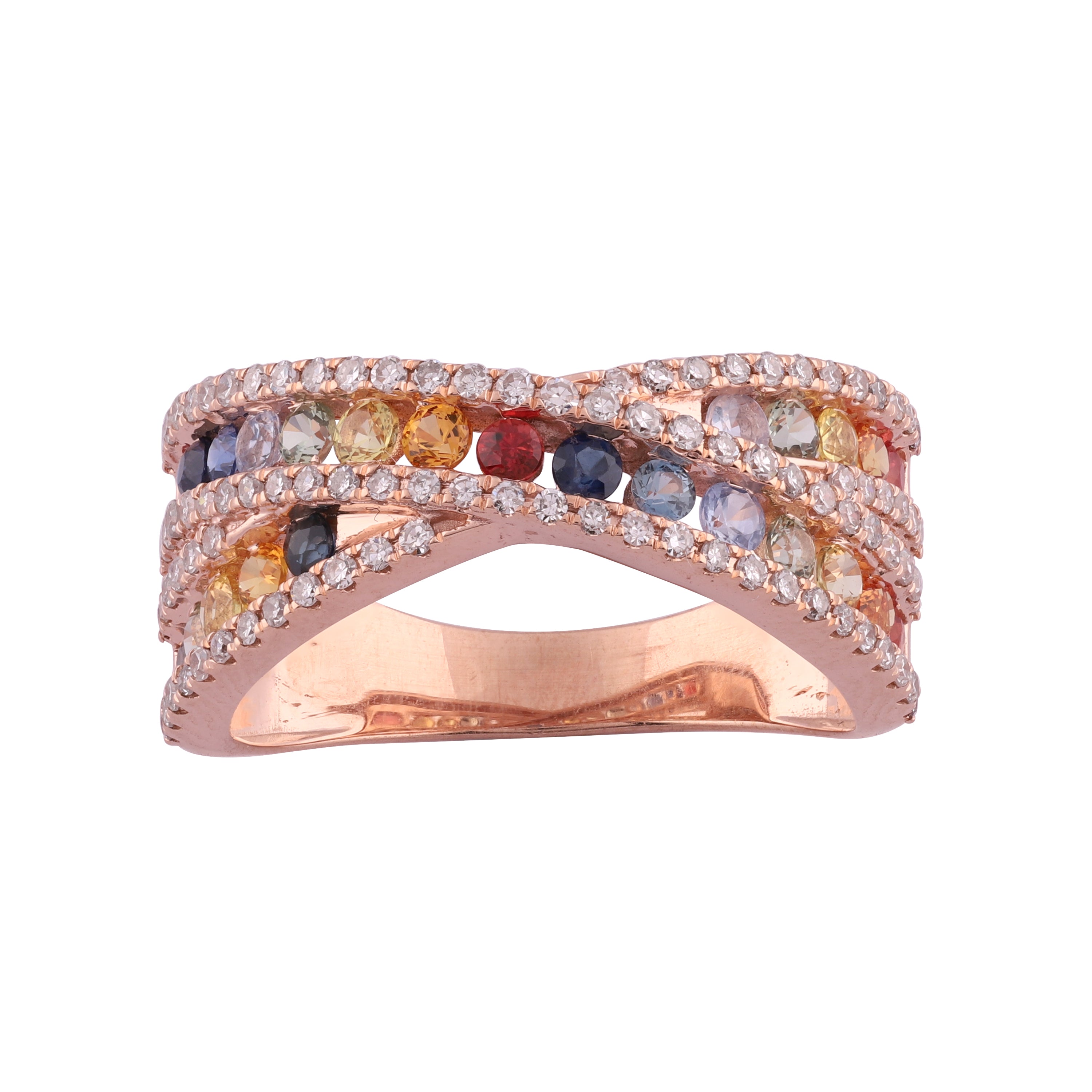 LADIES RING 1.40CT Round Diamond 14K ROSE GOLD (COLOUR STONE MIX-1.05CT)