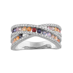 LADIES RING 1.40CT Round Diamond 14K WHITE GOLD (COLOUR STONE MIX-1.05CT)