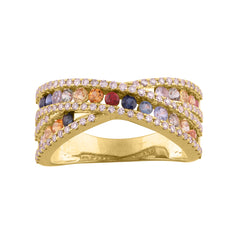 LADIES RING 1.40CT Round Diamond 14K YELLOW GOLD (COLOUR STONE MIX-1.05CT)