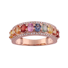 LADIES RING 2.50CT ROUND/OVAL DIAMOND 14K ROSE GOLD (COLOUR STONE MIX -2.25CT)