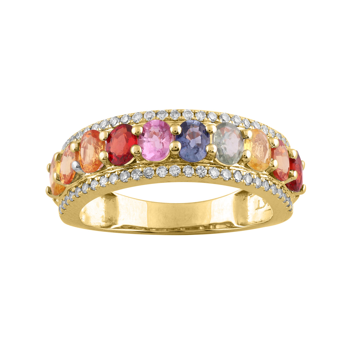 LADIES RING 2.50CT ROUND/OVAL DIAMOND 14K YELLOW GOLD (COLOUR STONE MIX -2.25CT)