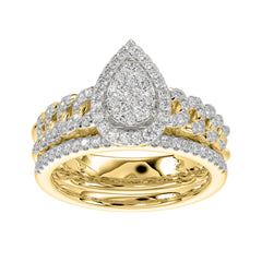 LADIES BRIDAL SET 0.75CT ROUND DIAMOND 14K YELLOW GOLD