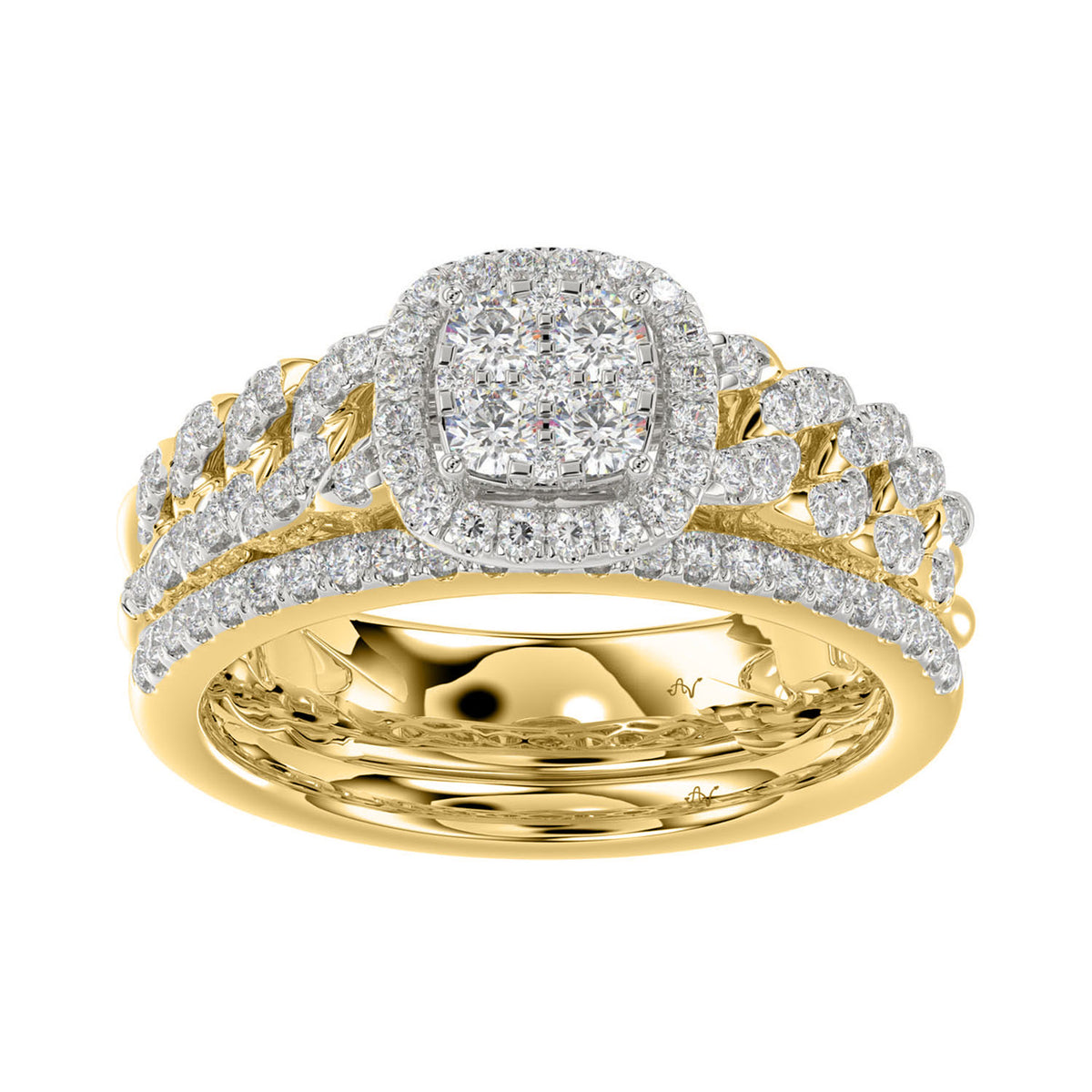 LADIES BRIDAL SET 0.75CT ROUND DIAMOND 14K YELLOW GOLD