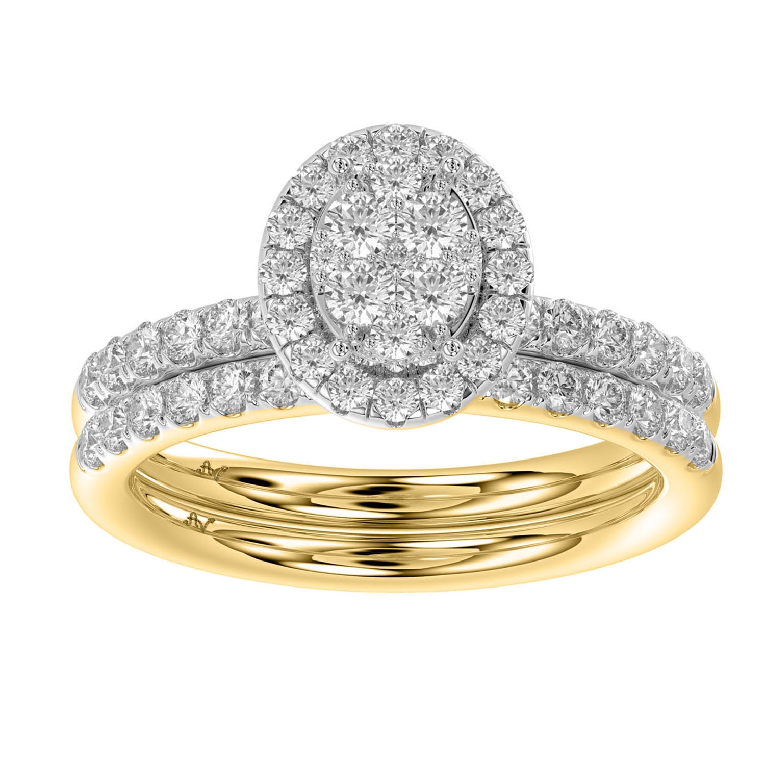 LADIES BRIDAL SET 1.00CT ROUND DIAMOND 14K YELLOW GOLD