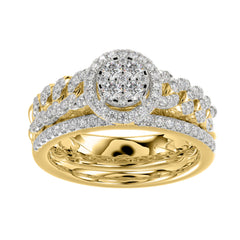 LADIES BRIDAL SET 0.75CT ROUND DIAMOND 14K YELLOW GOLD