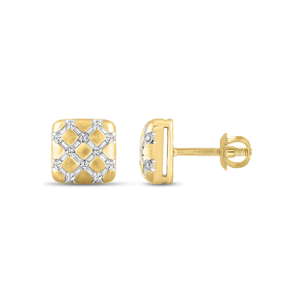 MEN'S EARRINGS 0.30CT ROUND DIAMOND 10K YELLOW GOLD