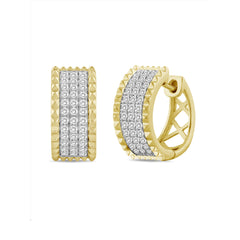 MEN'S EARRINGS 0.50CT ROUND DIAMOND 10K YELLOW GOLD