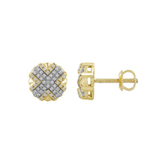 MEN'S EARRINGS 0.25CT ROUND DIAMOND 10K YELLOW GOLD