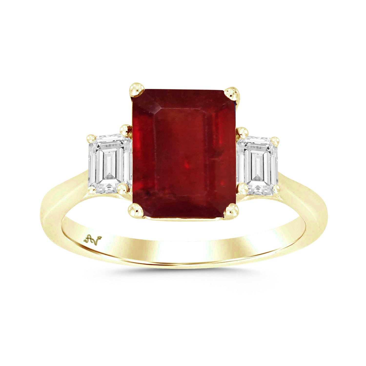 LADIES RING 3.50CT EMERALD/RUBY DIAMOND 14K YELLOW GOLD (CENTER STONE EMERALD/RUBY APPROX-3.13 CT)