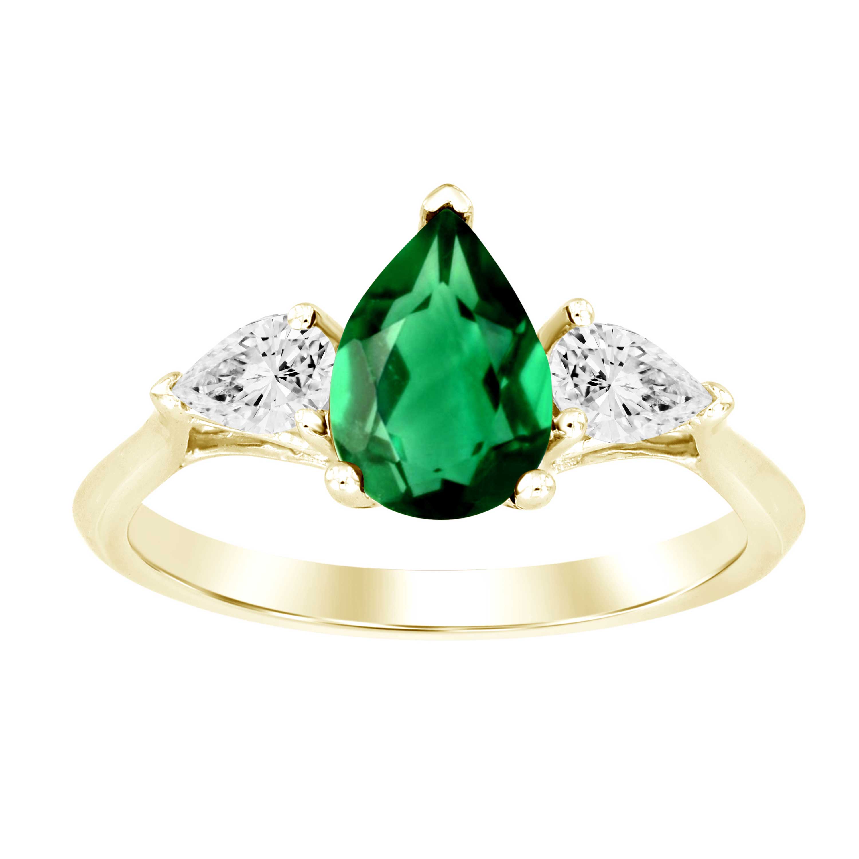 LADIES RING 1.60CT PEAR DIAMOND 14K YELLOW GOLD 1.20CT PEAR/EMERALD DIAMOND)