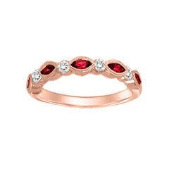 LADIES BAND 0.70CT ROUND/RUBY DIAMOND 14K ROSE GOLD (CENTER STONE RUBY APPROX-0.50CT)