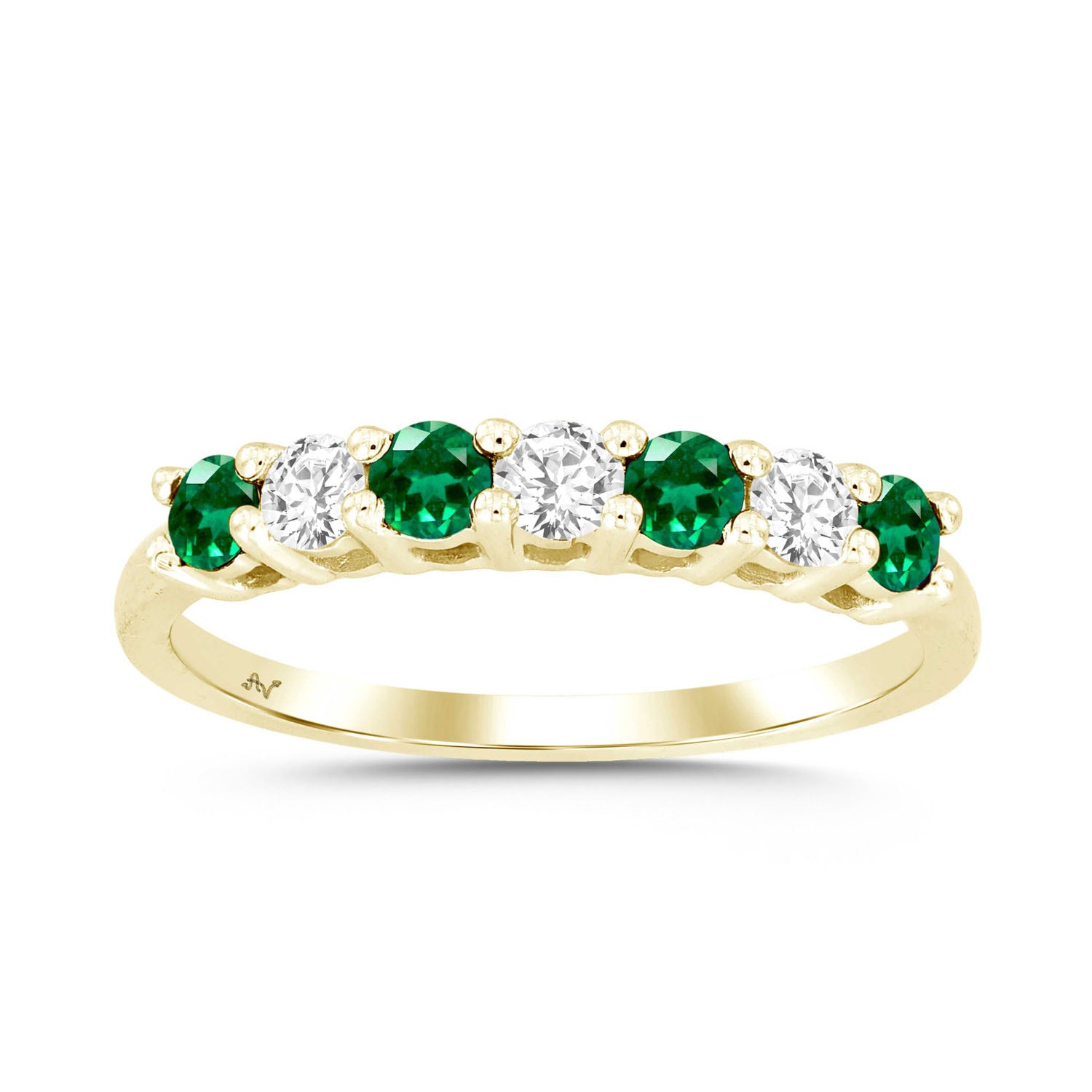 LADIES BAND 0.55CT ROUND/EMERALD DIAMOND 14K YELLOW GOLD (CENTER STONE EMERALD DIAMOND APPROX 0.35CT)