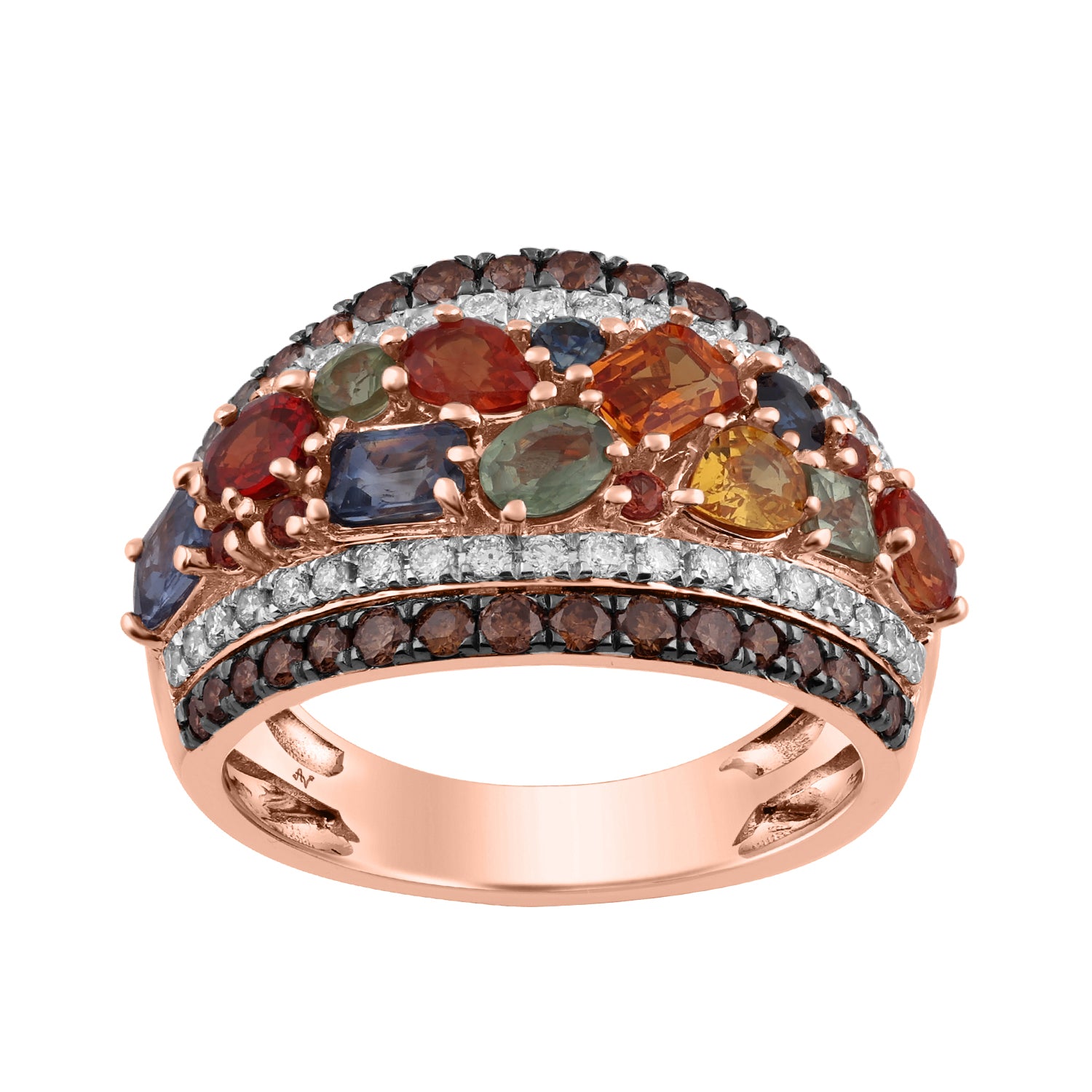 LADIES RING 3.00CT ROUND/BLUE SAPPHIRE 14K ROSE GOLD