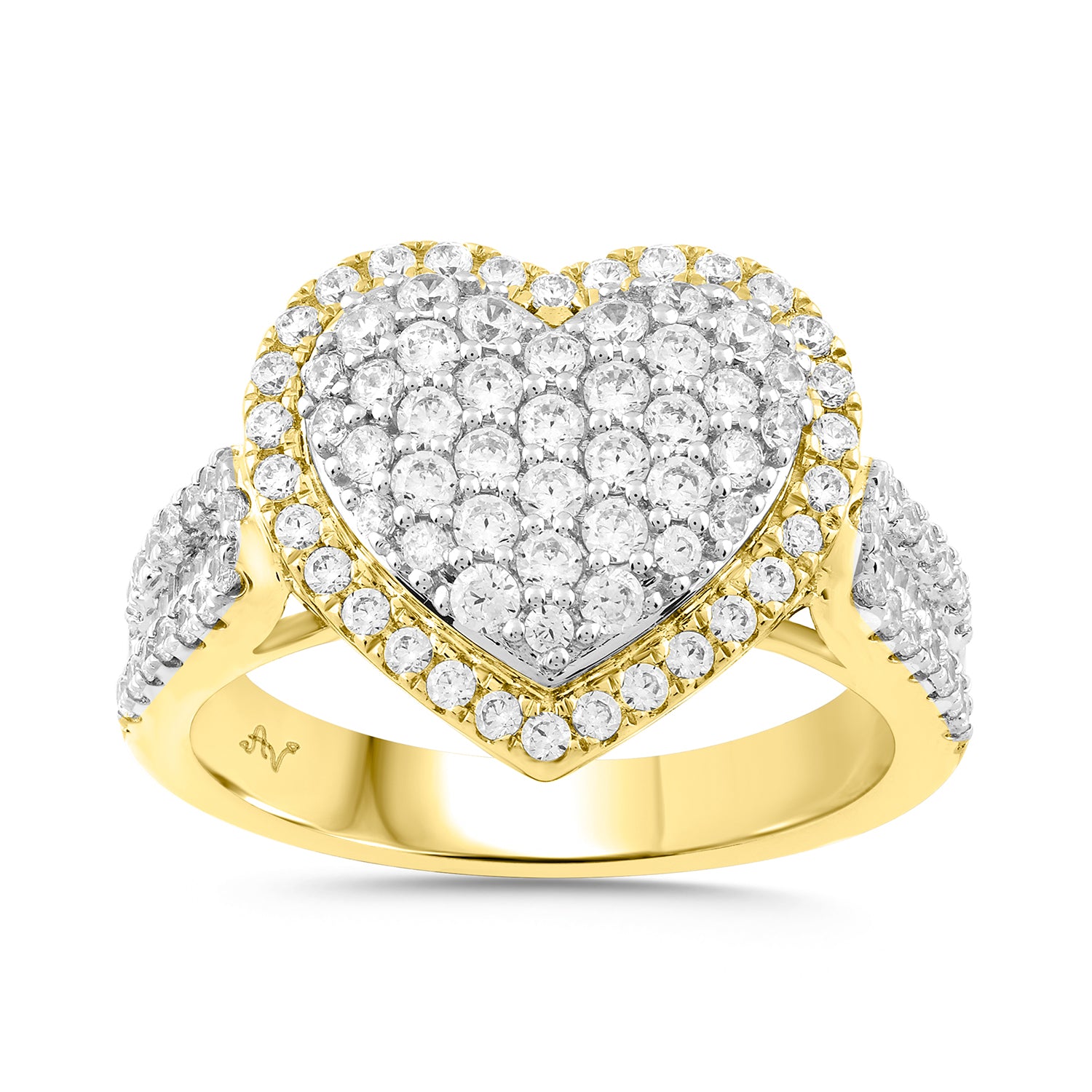 LADIES RING 1.00CT ROUND/BAGUETTE DIAMOND 10K YELLOW GOLD