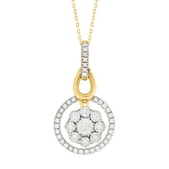 MEN'S PENDANT WITH CHAIN 0.20CT ROUND DIAMOND 10K YELLOW GOLD