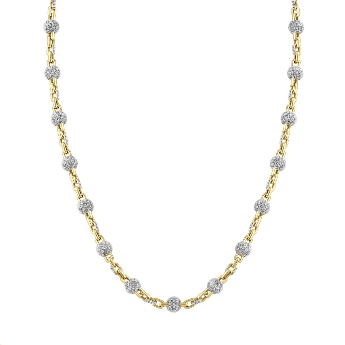 MEN'S NECKLACE 2.00CT ROUND DIAMOND 10K YELLOW GOLD