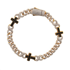 MEN'S BRACELET 3.50CT ROUND DIAMOND 10K YELLOW GOLD