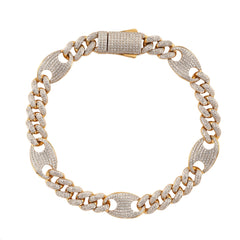 MEN'S BRACELET 2.50CT ROUND DIAMOND 10K YELLOW GOLD