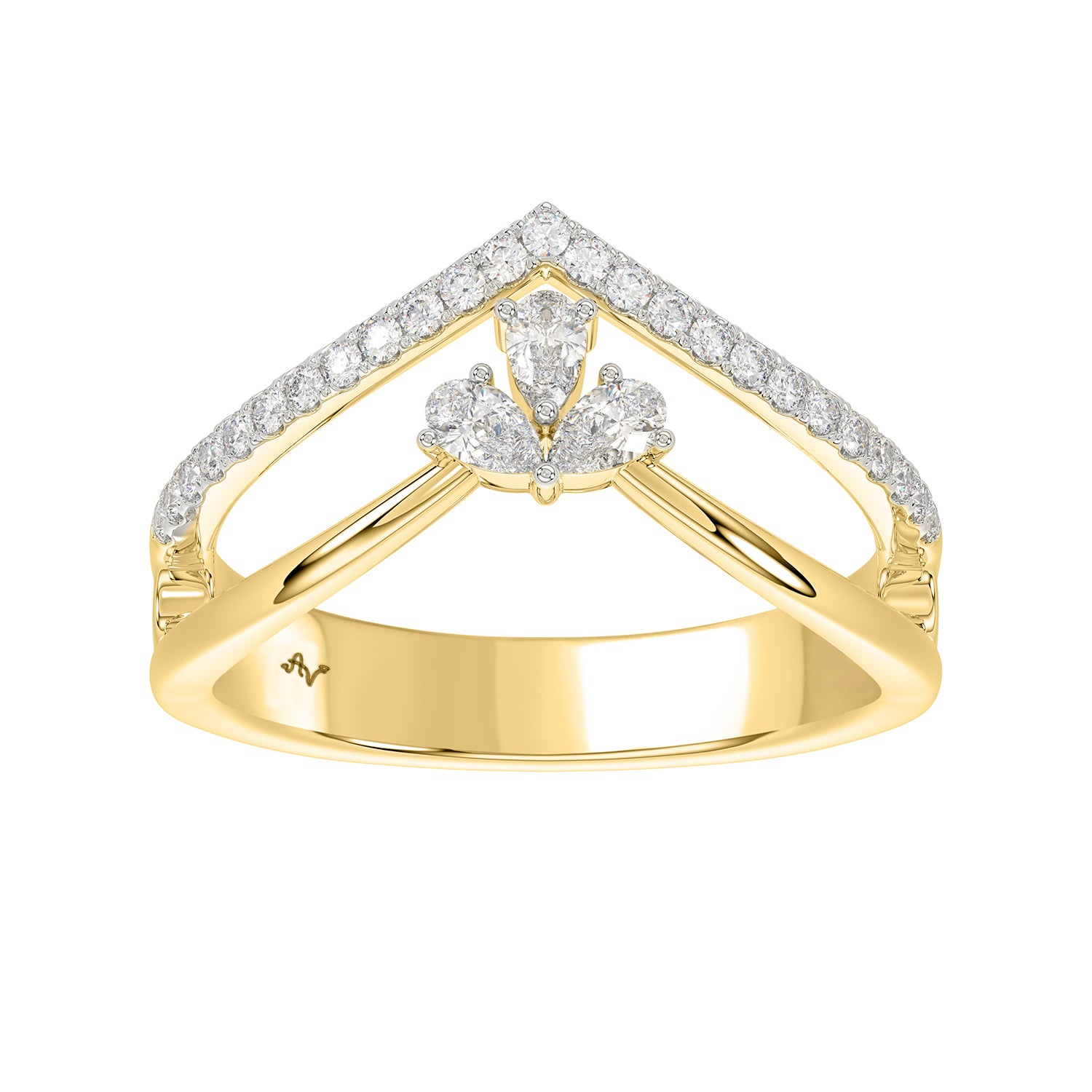 LADIES RING 0.50CT ROUND/PEAR DIAMOND 14K YELLOW GOLD