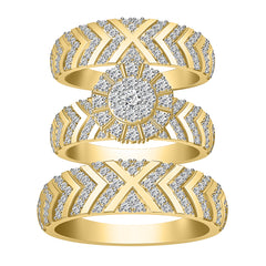 LADIES TRIO SET 1.50CT ROUND DIAMOND 10K YELLOW GOLD