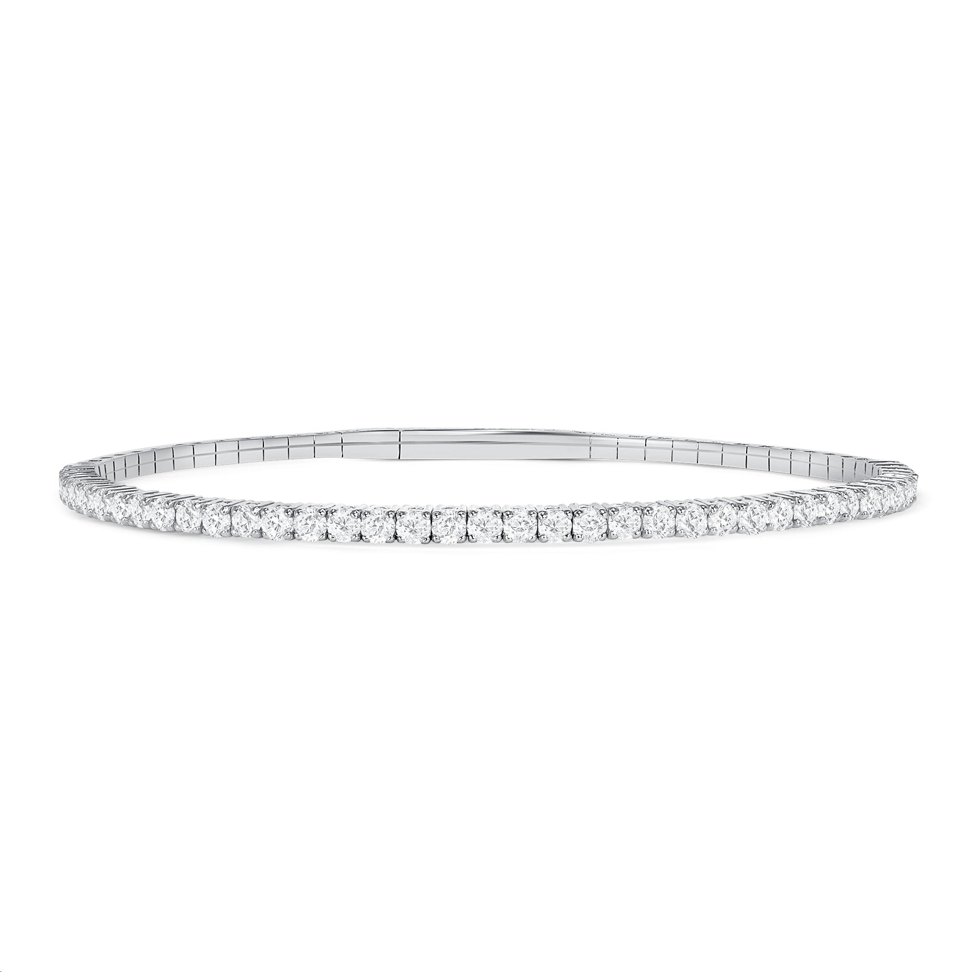 LADIES HALF FLEXIBLE BANGLE 1.00CT ROUND DIAMOND 14K WHITE GOLD