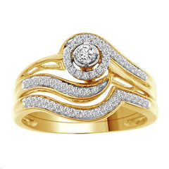 LADIES BRIDAL SET 0.25CT ROUND DIAMOND 14K YELLOW GOLD