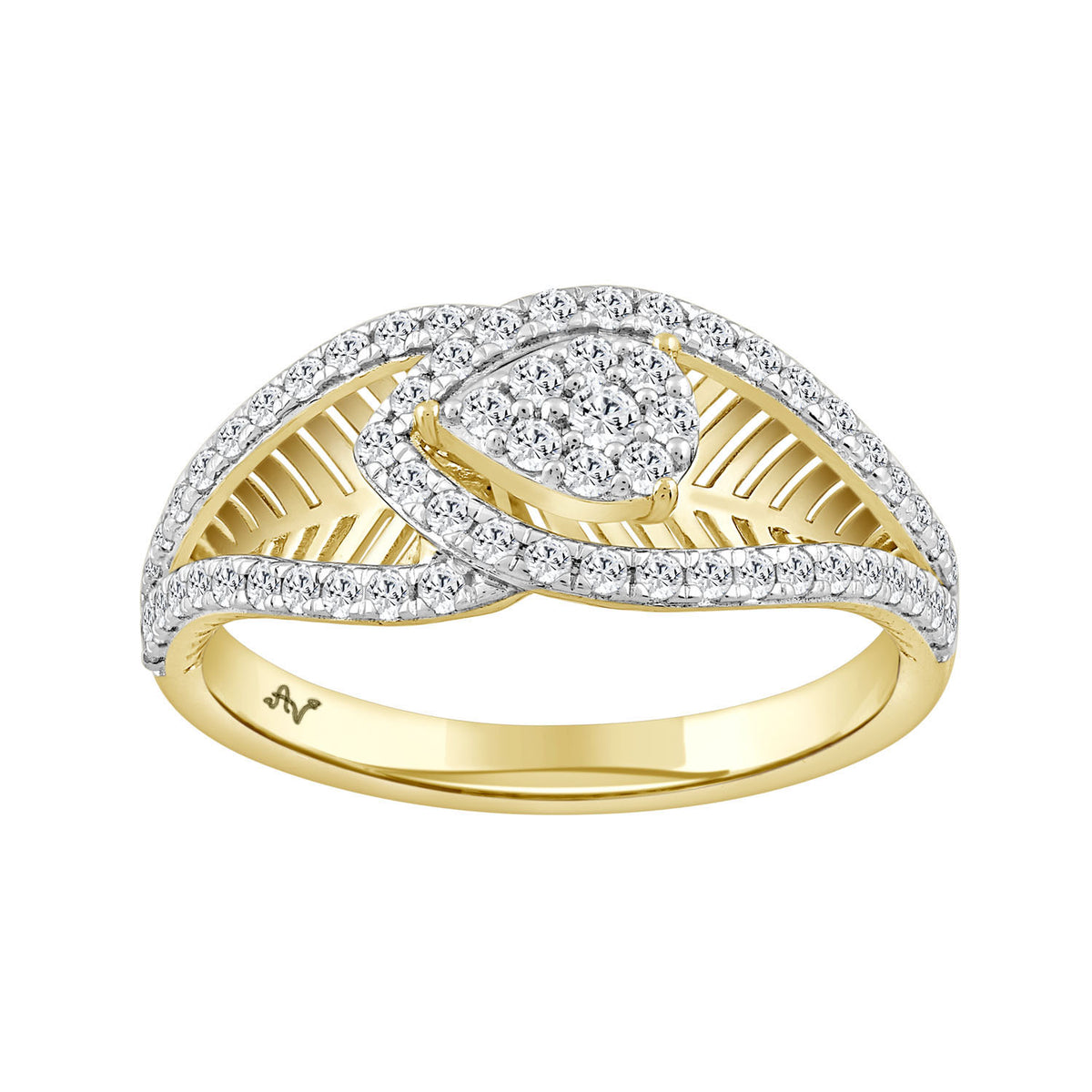 LADIES RING 0.50CT ROUND DIAMOND 14K YELLOW GOLD