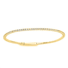 LADIES TENNIS FLEXIBLE BANGLE 1.75CT SAPPHIRE/ROUND DIAMOND 14K YELLOW GOLD