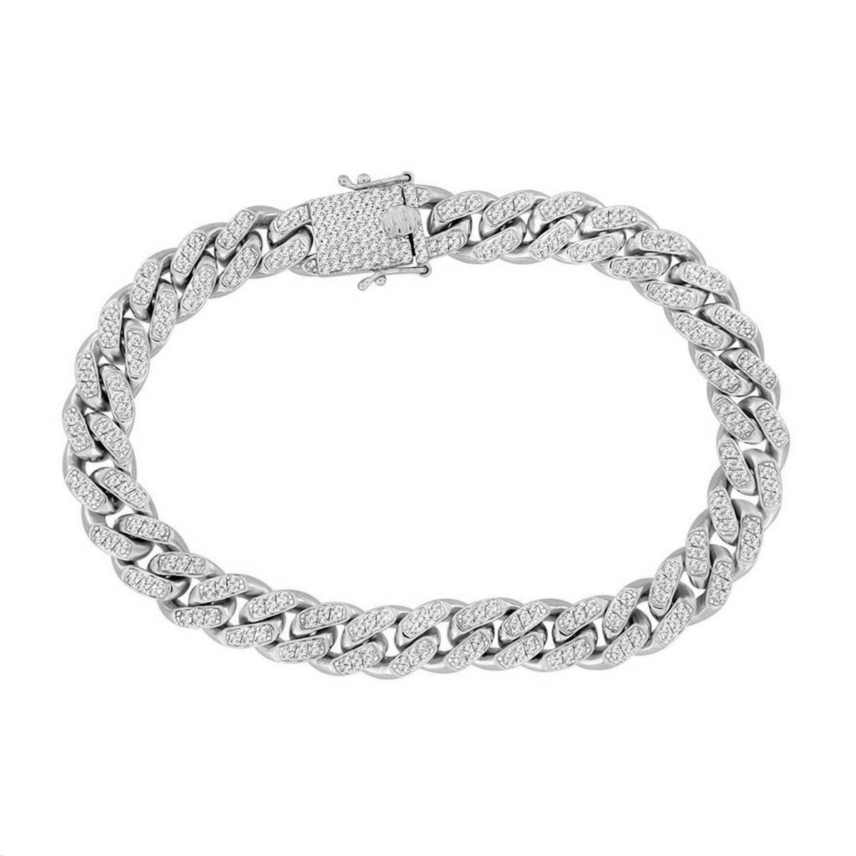 MEN'S BRACELET 3.00CT ROUND DIAMOND 14K WHITE GOLD